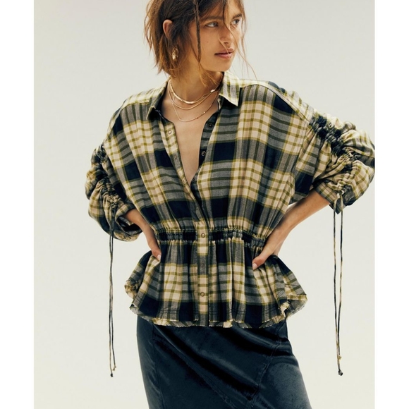 Free People Tops - Free People We The Free Black Pacific‎ Dawn Plaid Shirt